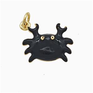 Copper Crab Pendant Black Enamel Gold Plated, approx 12-16mm