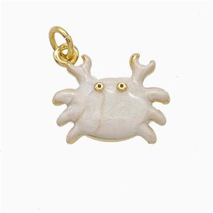 Copper Crab Pendant White Enamel Gold Plated, approx 12-16mm