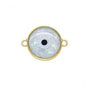 Copper Circle Connector Pave Resin Gold Plated, approx 14.5mm