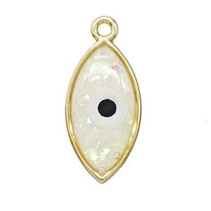 Copper Eye Pendant Pave Resin Gold Plated, approx 10-19mm