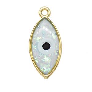 Copper Eye Pendant Pave Resin Gold Plated, approx 10-19mm
