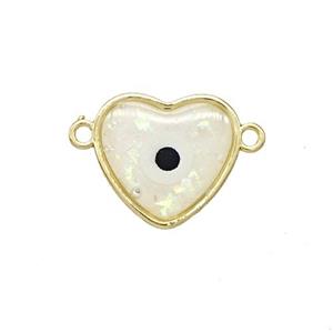 Copper Heart Connector Pave Resin Gold Plated, approx 14mm
