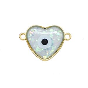 Copper Heart Connector Pave Resin Gold Plated, approx 14mm