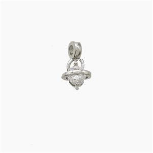 Copper Planet Pendant Pave Zirconia Platinum Plated, approx 5mm