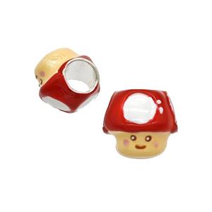 Enamel Copper Large Hole Bead, Silver Plated, approx 10-13mm, 5mm hole