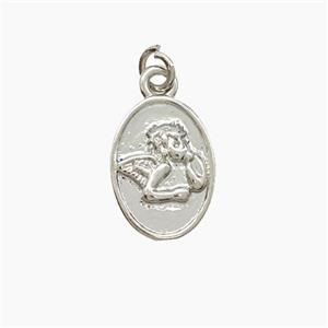 Copper Angel Pendant Platinum Plated, approx 9-13mm