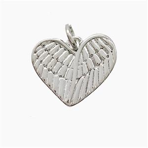Copper Heart Pendant Angel Wings Platinum Plated, approx 13-16mm