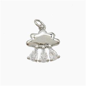 Copper Cloud Pendant Pave Zirconia Platinum Plated, approx 13mm