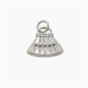 Copper Handbag Pendant Pave Zirconia Platinum Plated, approx 13mm