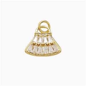 Copper Handbag Pendant Pave Zirconia Gold Plated, approx 13mm