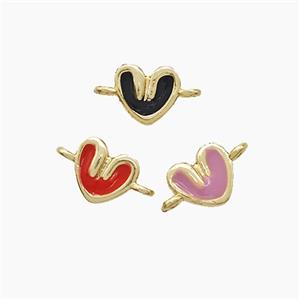 Copper Heart Connector Enamel Gold Plated Mixed, approx 6-7mm
