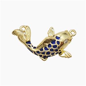 Copper Fish Pendant LapisBlue Enamel Gold Plated, approx 12-20mm