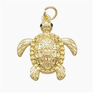 Copper Tortoise Pendant Pave Zirconia Gold Plated, approx 21-22mm