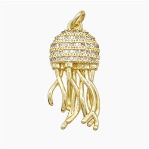Copper Jellyfish Pendant Pave Zirconia Gold Plated, approx 11-23mm
