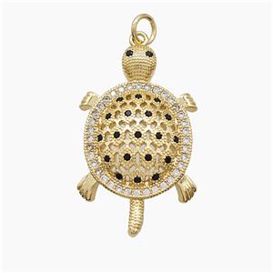 Copper Tortoise Pendant Pave Zirconia Gold Plated, approx 18-30mm