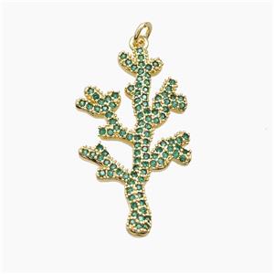 Copper Coral Reef Pendant Pave Green Zirconia Gold Plated, approx 20-35mm