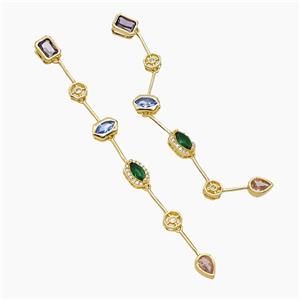 Copper Necklace Extender Chain Pave Zirconia Gold Plated, approx 6-10mm, 10cm length