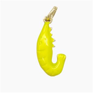 Copper Shrimp Pendant Yellow Painted Gold Plated, approx 10-18mm