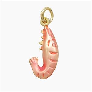 Copper Shrimp Pendant Pink Painted Gold Plated, approx 10-18mm