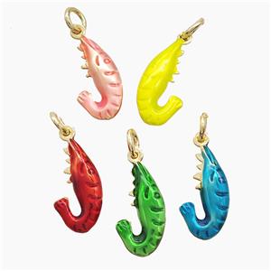 Copper Shrimp Pendant Painted Gold Plated Mixed, approx 10-18mm