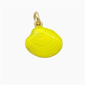 Copper Scallop Shell Pendant Yellow Painted Gold Plated, approx 12-14mm