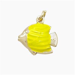 Copper Fish Pendant Yellow Painted Gold Plated, approx 14-17mm