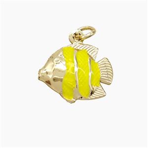 Copper Fish Pendant Yellow Painted Gold Plated, approx 14-17mm