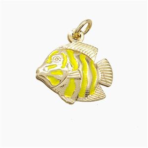 Copper Fish Pendant Yellow Painted Gold Plated, approx 14-17mm