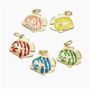 Copper Fish Pendant Painted Gold Plated Mixed, approx 14-17mm