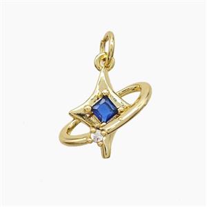 Copper Star Pendant Pave Zirconia Gold Plated, approx 14mm