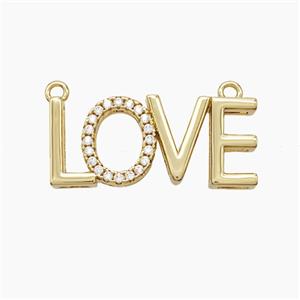 Copper LOVE Pendant Pave Zirconia 2loops Gold Plated, approx 11-25mm