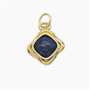 Copper Square Pendant Pave Cateye Gold Plated, approx 10-12mm