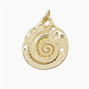 Copper Spiral Shell Pendant Gold Plated, approx 16mm