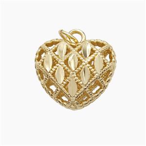 Copper Heart Pendant Hollow Gold Plated, approx 16mm