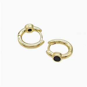 Copper Hoop Earrings Pave Zirconia Gold Plated, approx 12mm dia