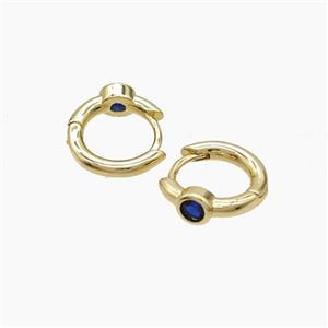 Copper Hoop Earrings Pave Zirconia Gold Plated, approx 12mm dia