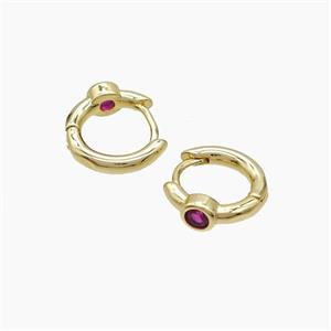 Copper Hoop Earrings Pave Zirconia Gold Plated, approx 12mm dia