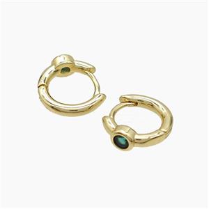 Copper Hoop Earrings Pave Zirconia Gold Plated, approx 12mm dia