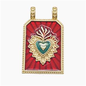 Enamel Copper Pendant Pave Zircon, Gold Plated, approx 18-30mm