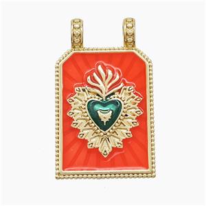 Enamel Copper Pendant Pave Zircon, Gold Plated, approx 18-30mm