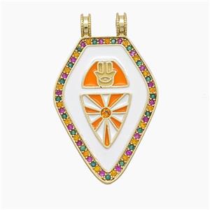 Enamel Copper Pendant Pave Zircon, Gold Plated, approx 21-34mm