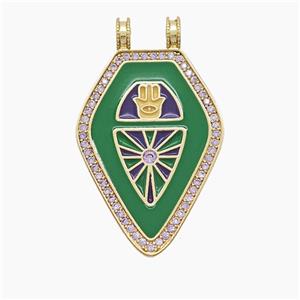Enamel Copper Pendant Pave Zircon, Gold Plated, approx 21-34mm