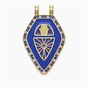 Enamel Copper Pendant Pave Zircon, Gold Plated, approx 21-34mm