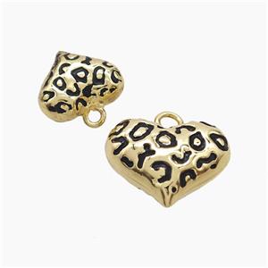 Copper Heart Pendant Black Enamel Gold Plated, approx 15mm