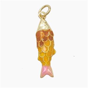 Copper Fish Pendant Red Yellow Enamel Gold Plated, approx 6-20mm