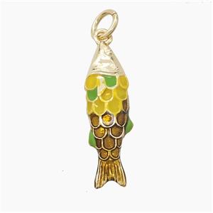 Copper Fish Pendant Multicolor Enamel Gold Plated, approx 6-20mm