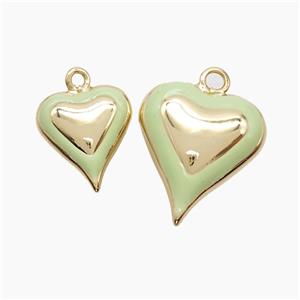 Copper Heart Pendant Lt.green Enamel Gold Plated, approx 20-22mm