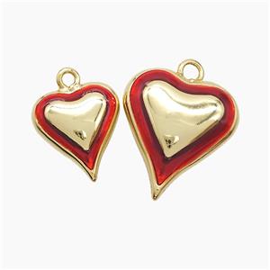 Copper Heart Pendant Red Enamel Gold Plated, approx 20-22mm