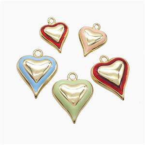 Copper Heart Pendant Enamel Gold Plated Mixed, approx 20-22mm