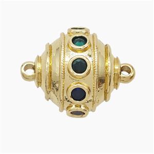 Copper Ball Connector Pave Zirconia Gold Plated, approx 20mm